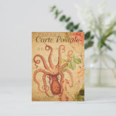  octopus, Squid Marine Life Animal French Briefkaart (Staand voorkant)