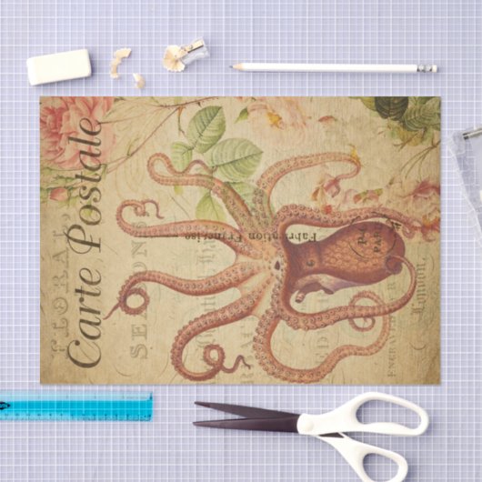 octopus, Squid Marine Life Animal French Tissuepapier (Craft)
