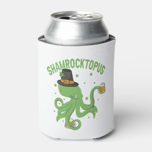 Octopus St Patricks Day Shamrocktopus Leprechaun Blikjeskoeler (Blikje Voorkant)