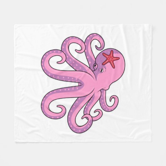 Octopus Starfish Fleece Deken (Voorkant (Horizontaal))
