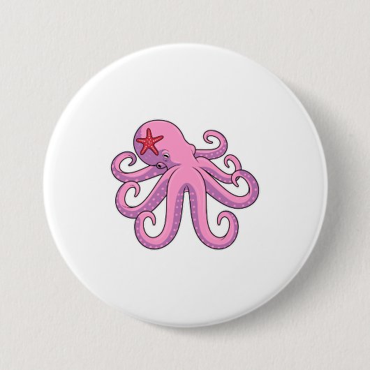 Octopus Starfish Ronde Button 7,6 Cm (Voorkant)