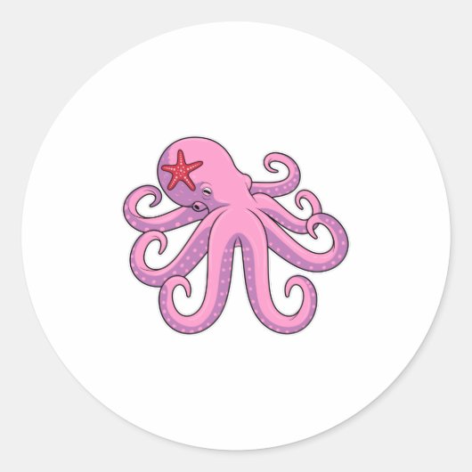 Octopus Starfish Ronde Sticker (Voorkant)