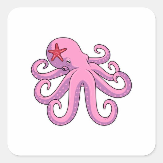 Octopus Starfish Vierkante Sticker (Voorkant)