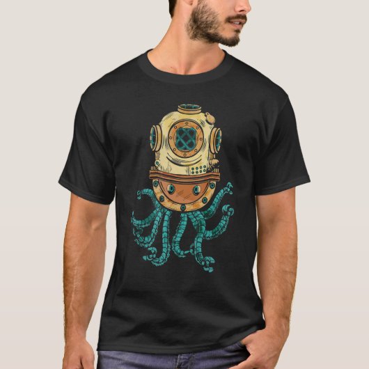 Octopus Steampunk Mannen Victoriaans Era Octopus T-shirt (Voorkant)