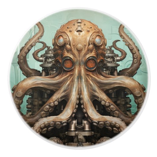 Octopus Steampunk Marine Life Aquatic Keramische Knop (Voorkant)