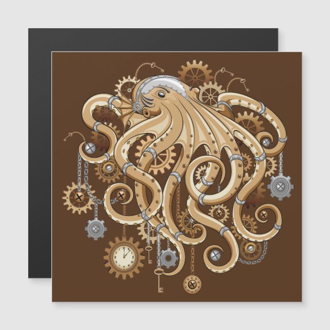 Octopus Steampunk Retro Mechanische Fantasie (Voorkant / Achterkant)