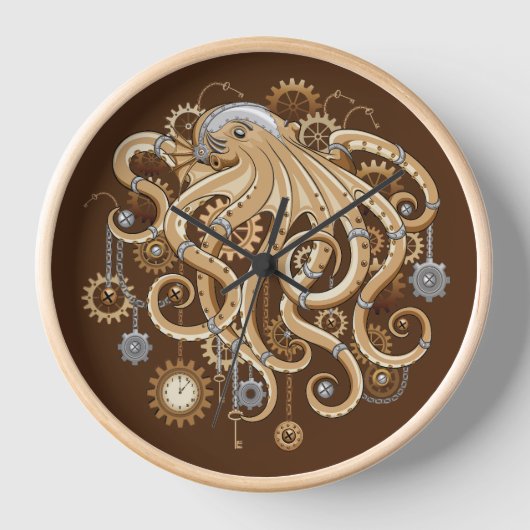 Octopus Steampunk Retro Mechanische Fantasie (Voorkant)