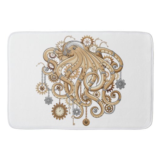 Octopus Steampunk Retro Mechanische Fantasie Badmat (Voorkant)