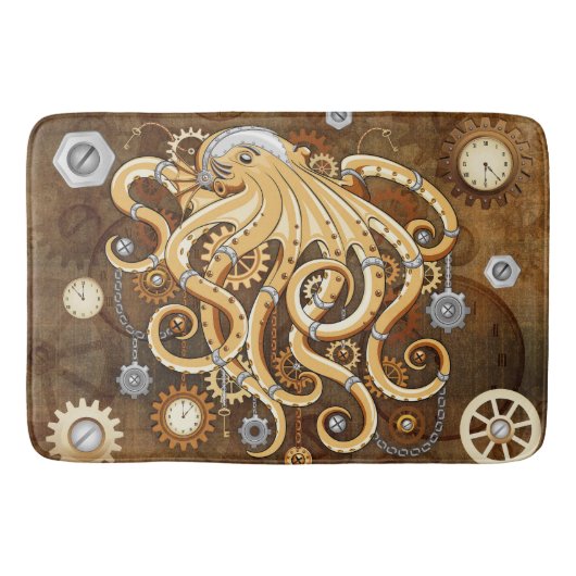 Octopus Steampunk Retro Mechanische Fantasie Badmat (Voorkant)