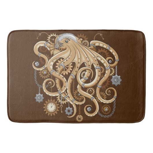 Octopus Steampunk Retro Mechanische Fantasie Badmat (Voorkant)