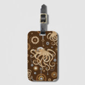 Octopus Steampunk Retro Mechanische Fantasie Bagagelabel (Voorkant (verticaal))