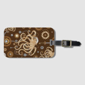 Octopus Steampunk Retro Mechanische Fantasie Bagagelabel (Voorkant (horizontaal))