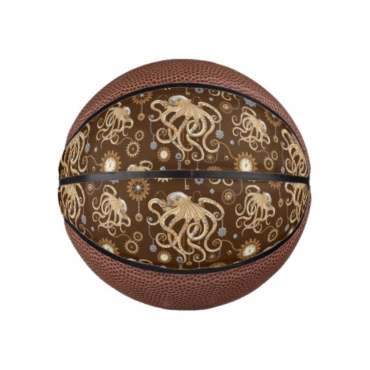 Octopus Steampunk Retro Mechanische Fantasie Basketbal (Voorkant)