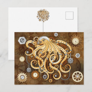 Octopus Steampunk Retro Mechanische Fantasie Briefkaart
