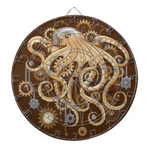 Octopus Steampunk Retro Mechanische Fantasie Dartbord