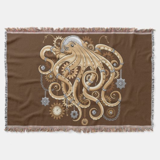 Octopus Steampunk Retro Mechanische Fantasie Deken (Voorkant)