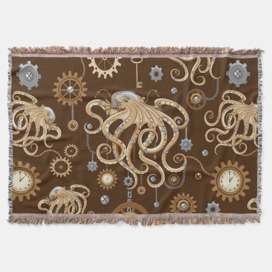 Octopus Steampunk Retro Mechanische Fantasie Deken (Voorkant)