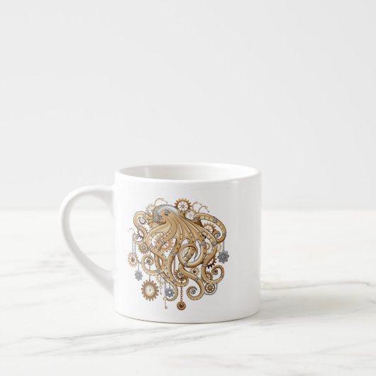 Octopus Steampunk Retro Mechanische Fantasie Espresso Kop (Links)