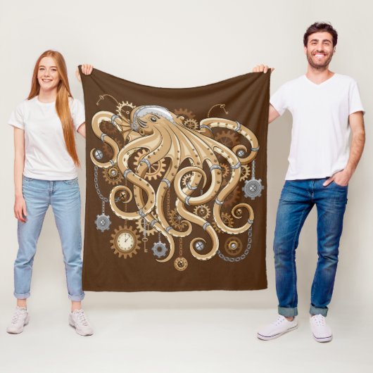 Octopus Steampunk Retro Mechanische Fantasie Fleece Deken (In situ)