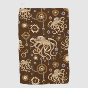 Octopus Steampunk Retro Mechanische Fantasie Golfhanddoek