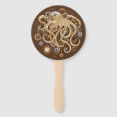 Octopus Steampunk Retro Mechanische Fantasie Handwaaier (Achterkant)