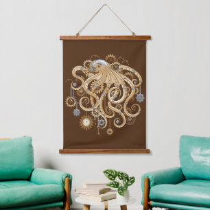 Octopus Steampunk Retro Mechanische Fantasie Hangend Wandkleed
