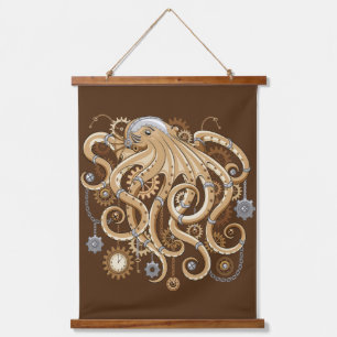 Octopus Steampunk Retro Mechanische Fantasie Hangend Wandkleed