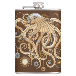Octopus Steampunk Retro Mechanische Fantasie Heupfles
