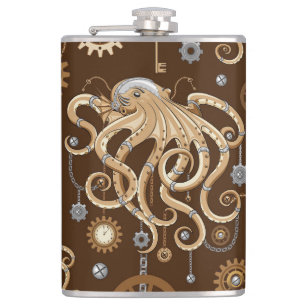 Octopus Steampunk Retro Mechanische Fantasie Heupfles