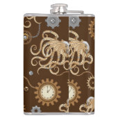 Octopus Steampunk Retro Mechanische Fantasie Heupfles (Achterkant)