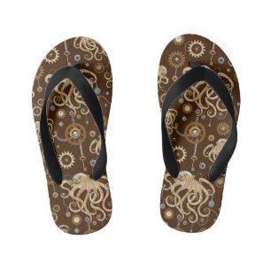 Octopus Steampunk Retro Mechanische Fantasie Kinder Teenslippers