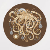 Octopus Steampunk Retro Mechanische Fantasie Labels (Design 1)