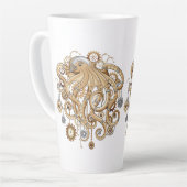 Octopus Steampunk Retro Mechanische Fantasie Latte Mok (Linkerhoek)