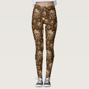 Octopus Steampunk Retro Mechanische Fantasie Leggings