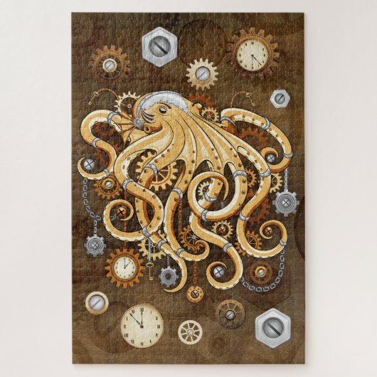 Octopus Steampunk Retro Mechanische Fantasie Legpuzzel (Verticaal)