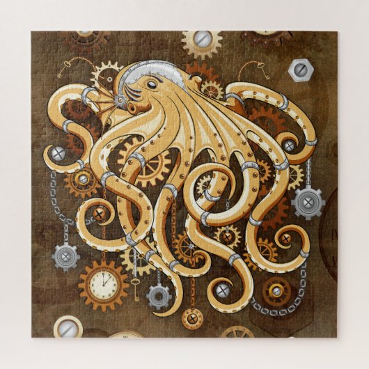 Octopus Steampunk Retro Mechanische Fantasie Legpuzzel (Verticaal)