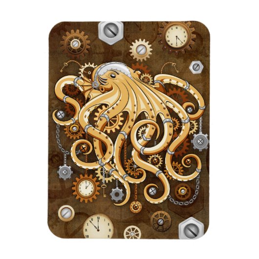 Octopus Steampunk Retro Mechanische Fantasie Magneet (Verticaal)