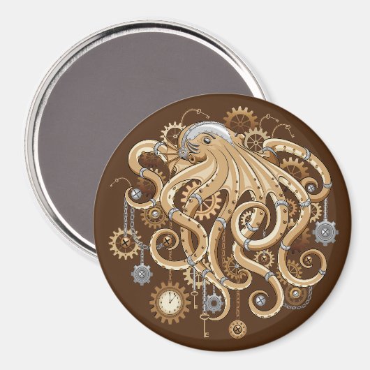 Octopus Steampunk Retro Mechanische Fantasie Magneet (Voorkant / Achterkant)