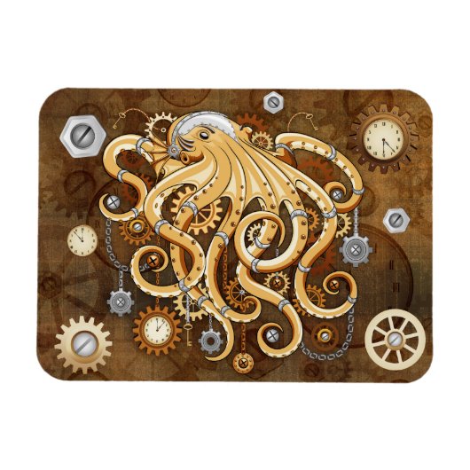 Octopus Steampunk Retro Mechanische Fantasie Magneet (Horizontaal)