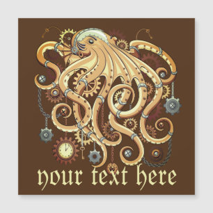 Octopus Steampunk Retro Mechanische Fantasie Magnetische Uitnodiging