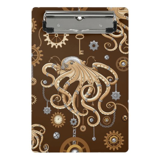 Octopus Steampunk Retro Mechanische Fantasie Mini Klembord (Voorkant)