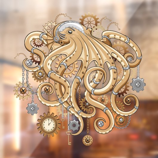 Octopus Steampunk Retro Mechanische Fantasie Raamsticker (Vel 2)