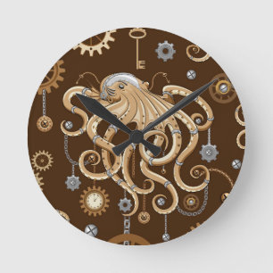 Octopus Steampunk Retro Mechanische Fantasie Ronde Klok