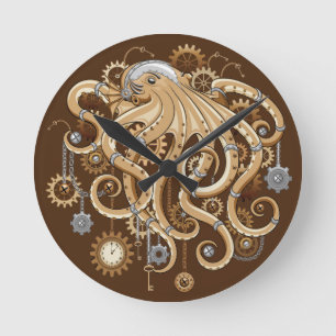 Octopus Steampunk Retro Mechanische Fantasie Ronde Klok