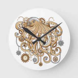 Octopus Steampunk Retro Mechanische Fantasie Ronde Klok