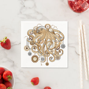 Octopus Steampunk Retro Mechanische Fantasie Servet
