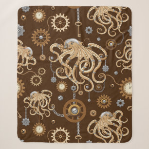 Octopus Steampunk Retro Mechanische Fantasie Sherpa Deken