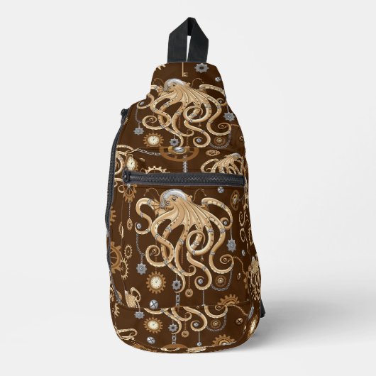 Octopus Steampunk Retro Mechanische Fantasie Sling Bag (Voorkant)
