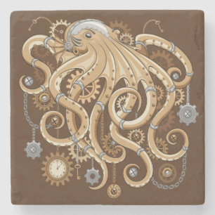 Octopus Steampunk Retro Mechanische Fantasie Stenen Onderzetter