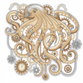 Octopus Steampunk Retro Mechanische Fantasie Sticker (Voorkant)